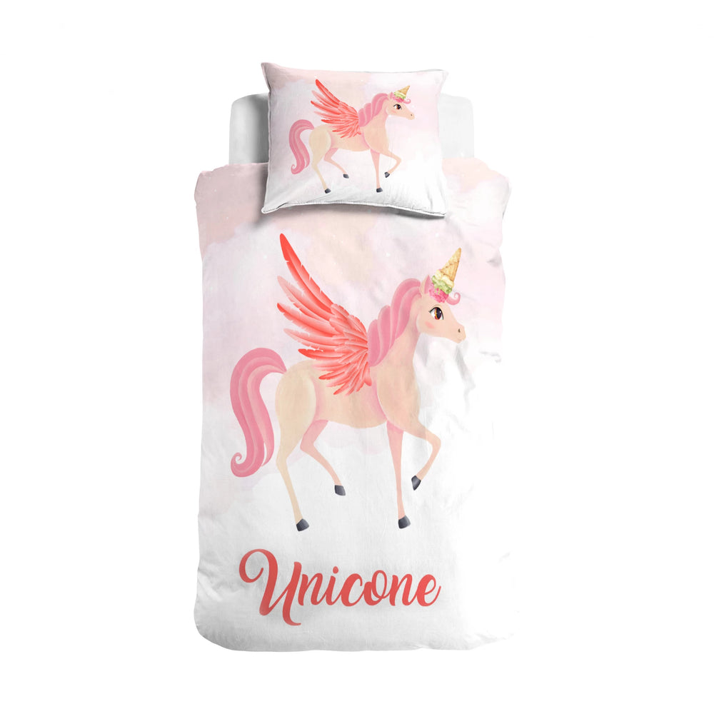 Kinderdekbedovertrek Unicorn roze - katoen