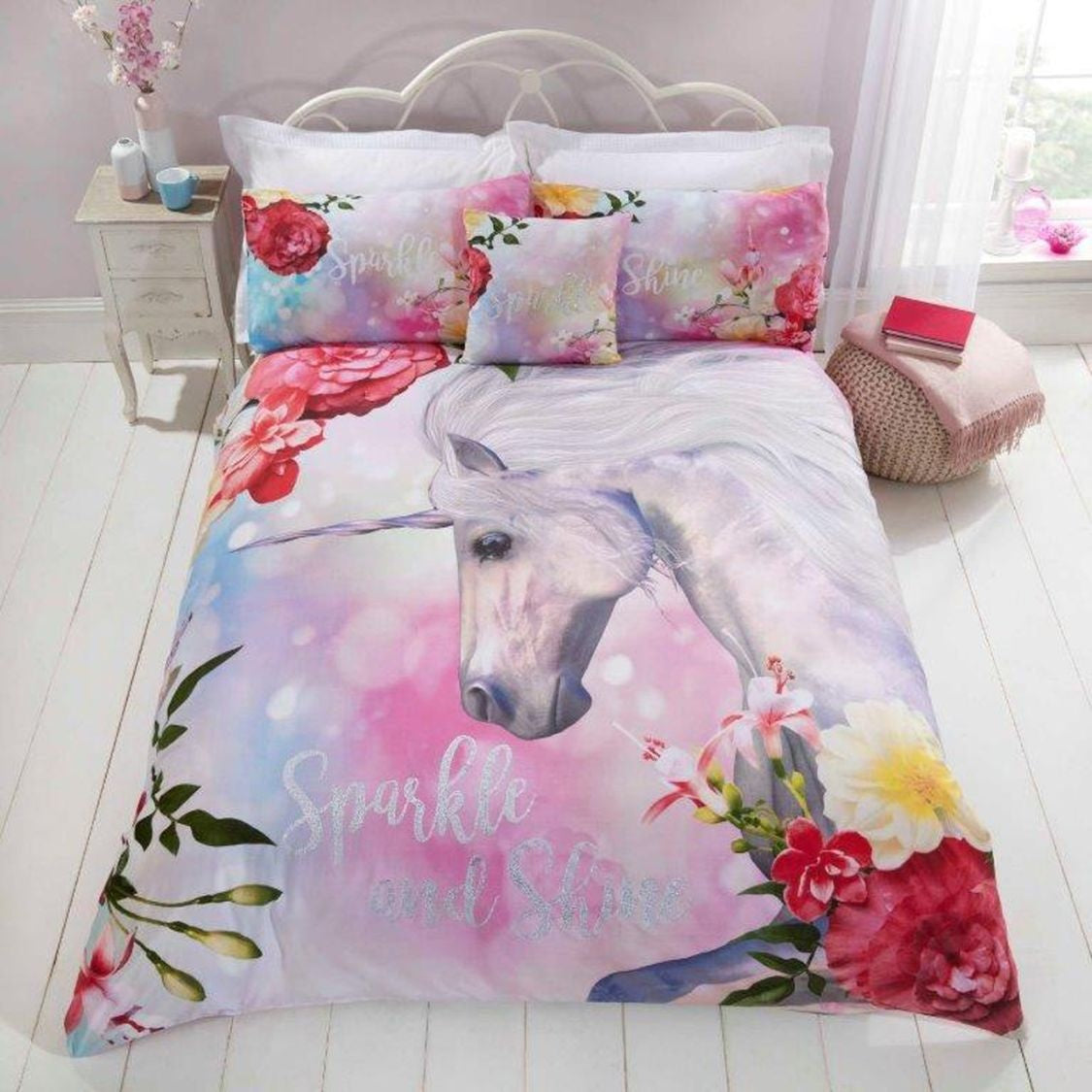 Dekbedovertrek Sparkle & Shine Unicorn - polykatoen - Lits-jumeaux (230x220 + 2st 50x75cm)