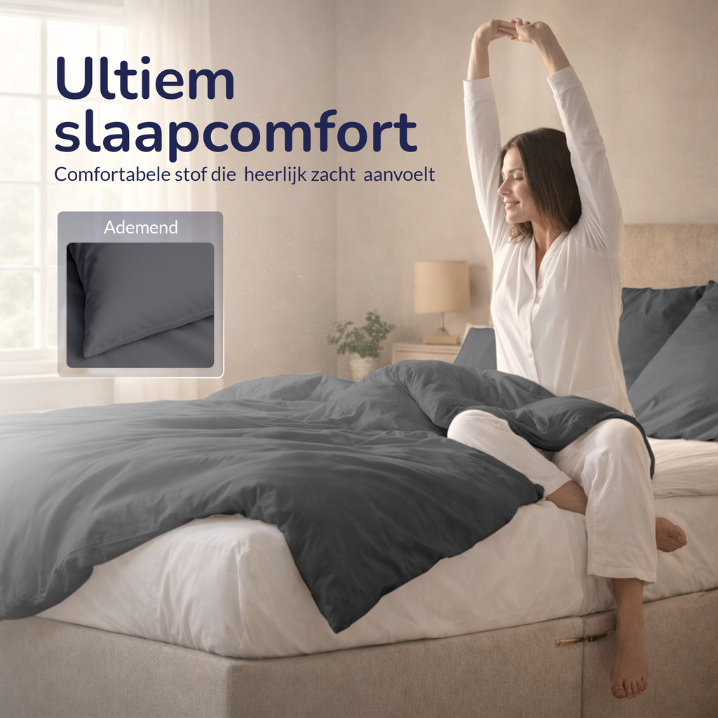 Decoware dekbedovertrek uni - grijs - katoensatijn