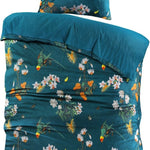 Velvet dekbedovertrek Parrot  - Petrol - Bloemen