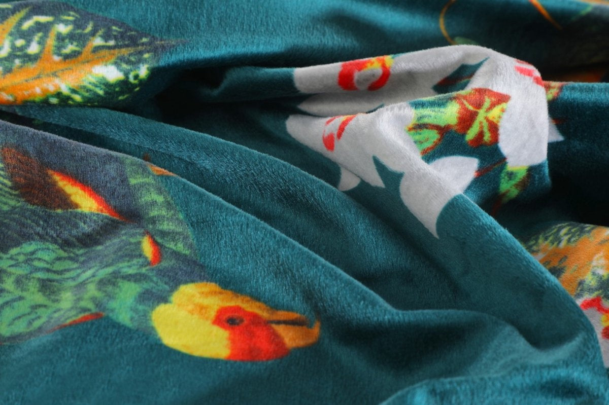 Velvet dekbedovertrek Parrot  - Petrol - Bloemen