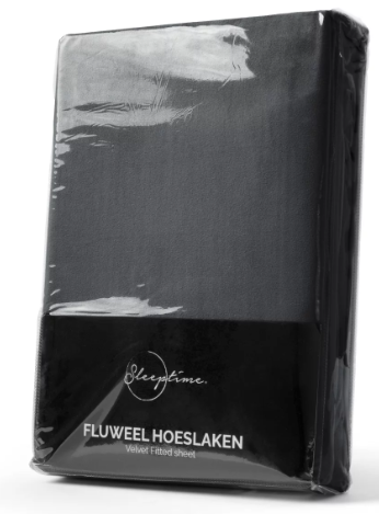 Hoeslaken - velvet - antraciet