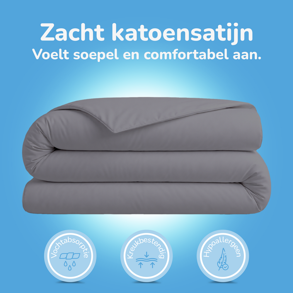 Decoware dekbedovertrek uni - grijs - katoensatijn
