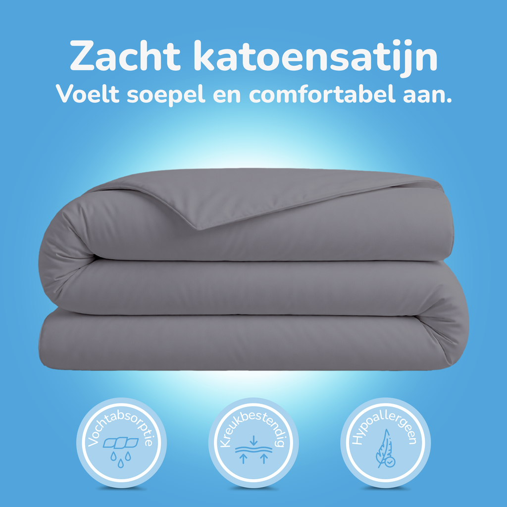 Decoware dekbedovertrek uni - grijs - katoensatijn