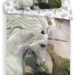Kinderdekbedovertrek witte Unicorn - Katoen - 1-persoons (140x200 + 70x90 cm)