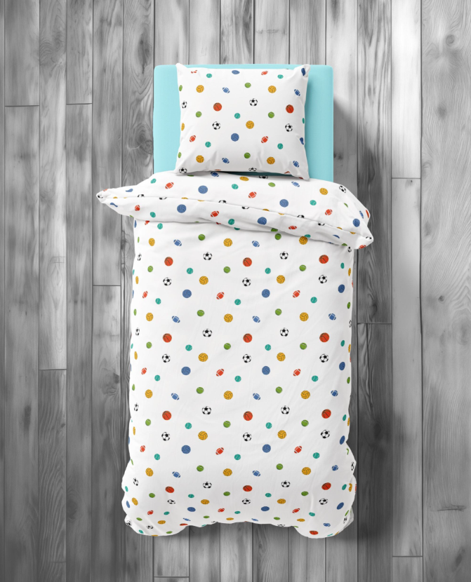 Kinder dekbedovertrek Sportballen - Katoen - 1-persoons (140x200 + 70x80 cm)