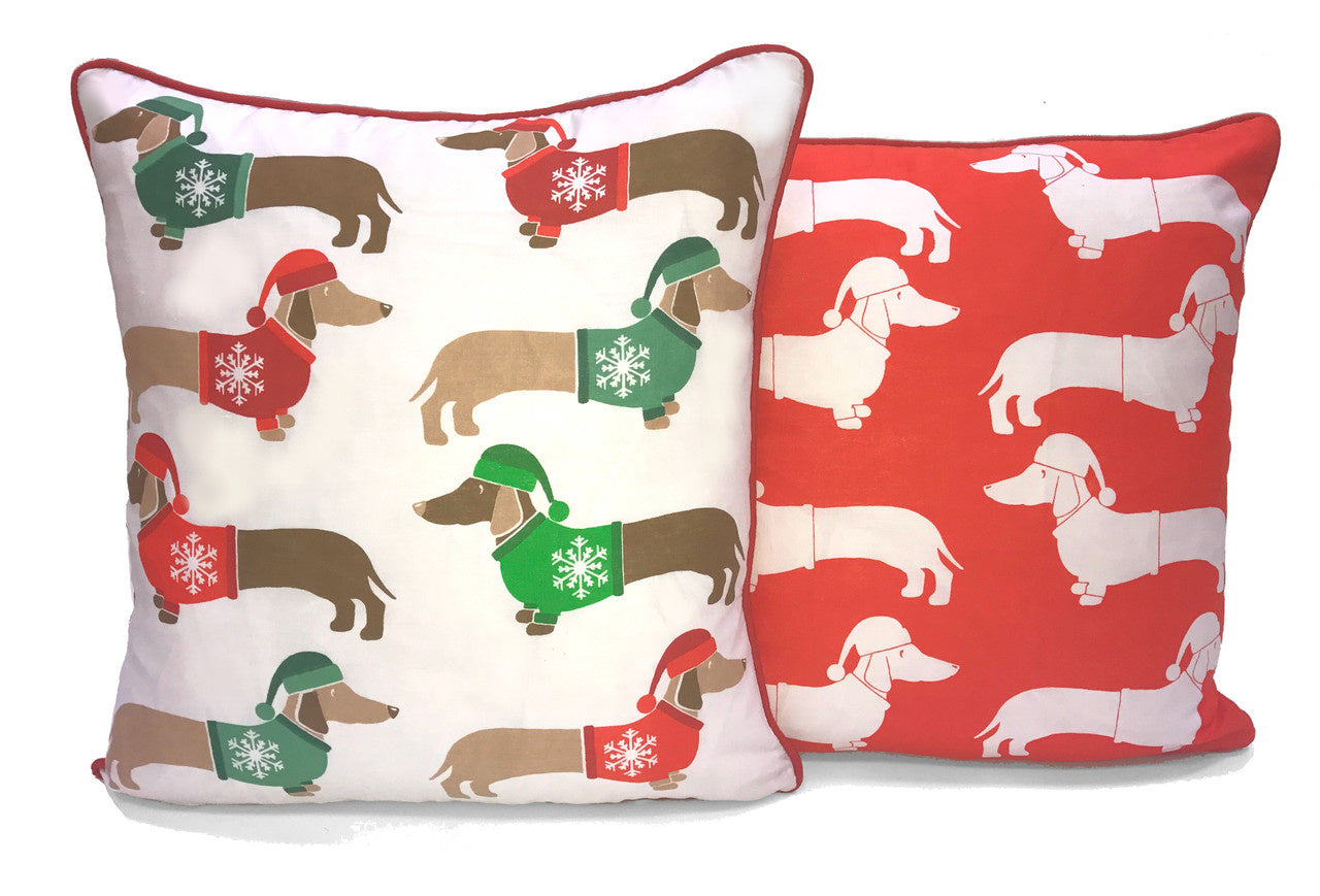 Teckels kerst kussenhoes 43x43 cm