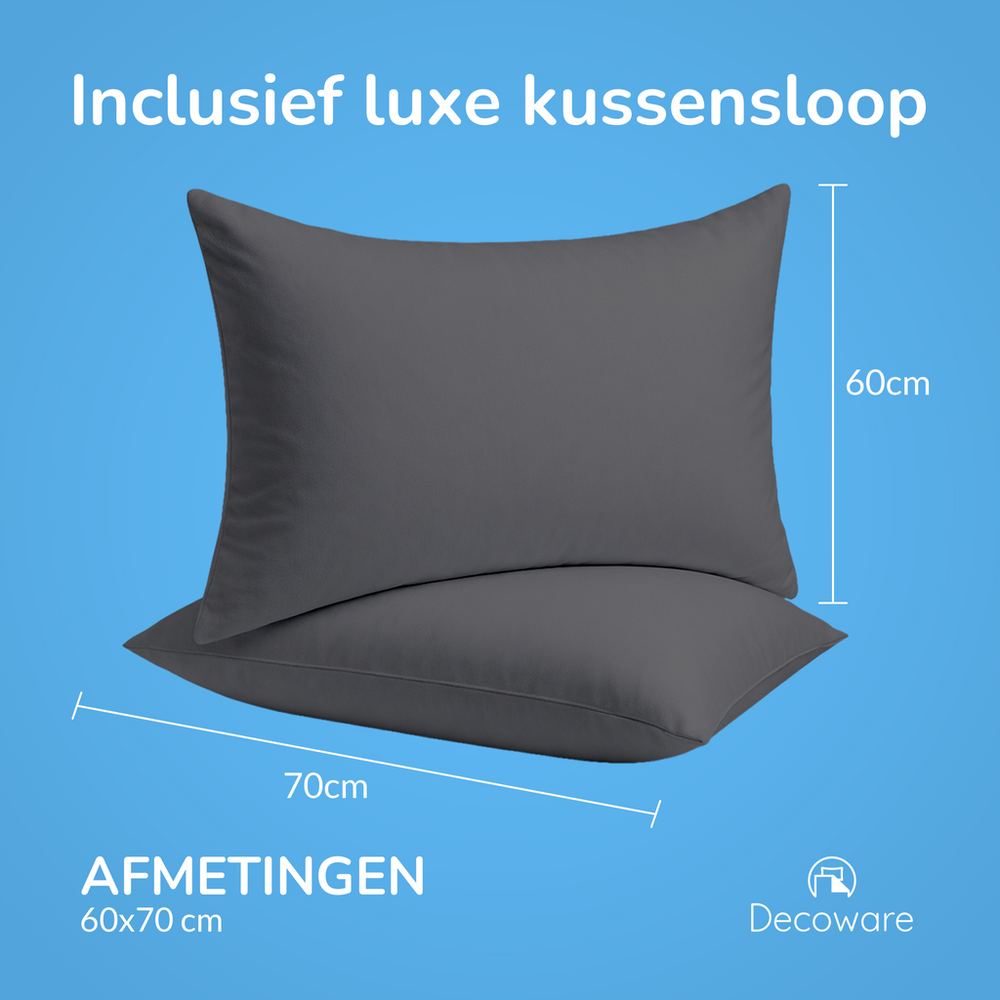 Decoware dekbedovertrek uni - grijs - katoensatijn