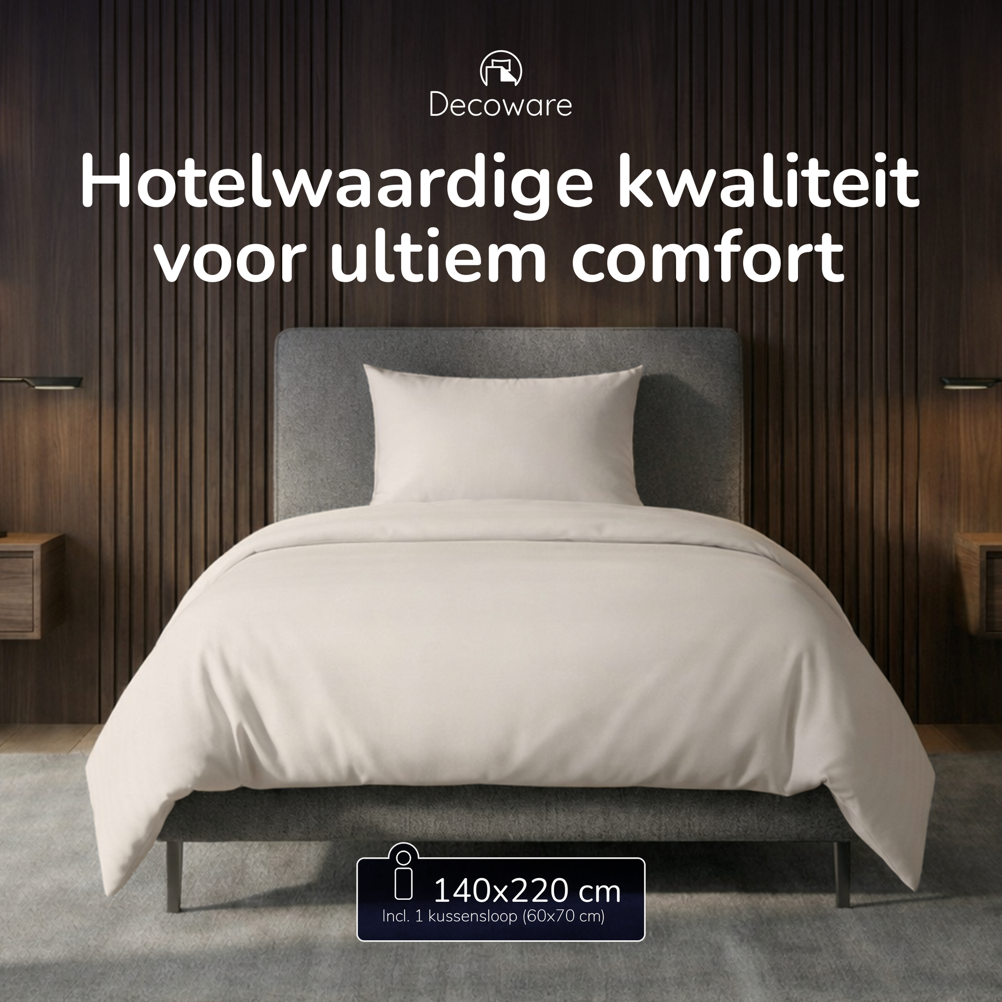 Decoware dekbedovertrek uni - Lichtzand - Katoensatijn