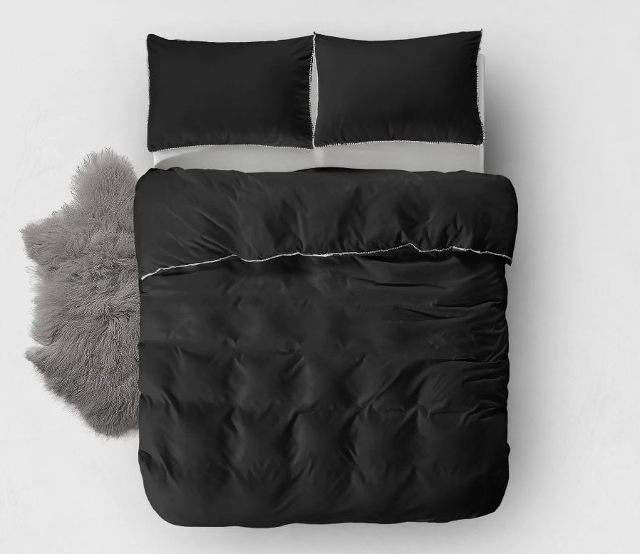 ZENsation dekbedovertrek Ball Fringe - zwart - Microvezel - 1-persoons (140x220 + 60x70 cm)