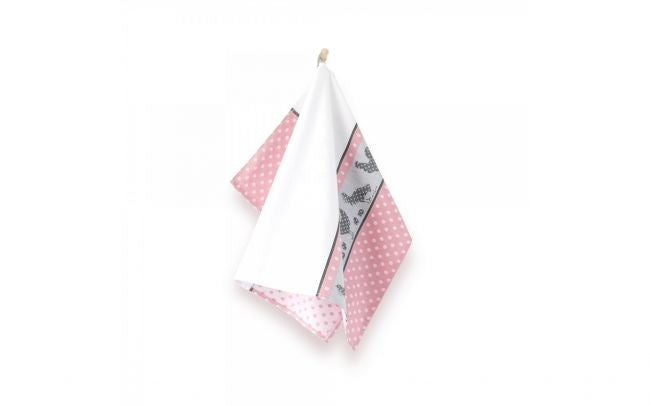 Theedoek Kippen roze