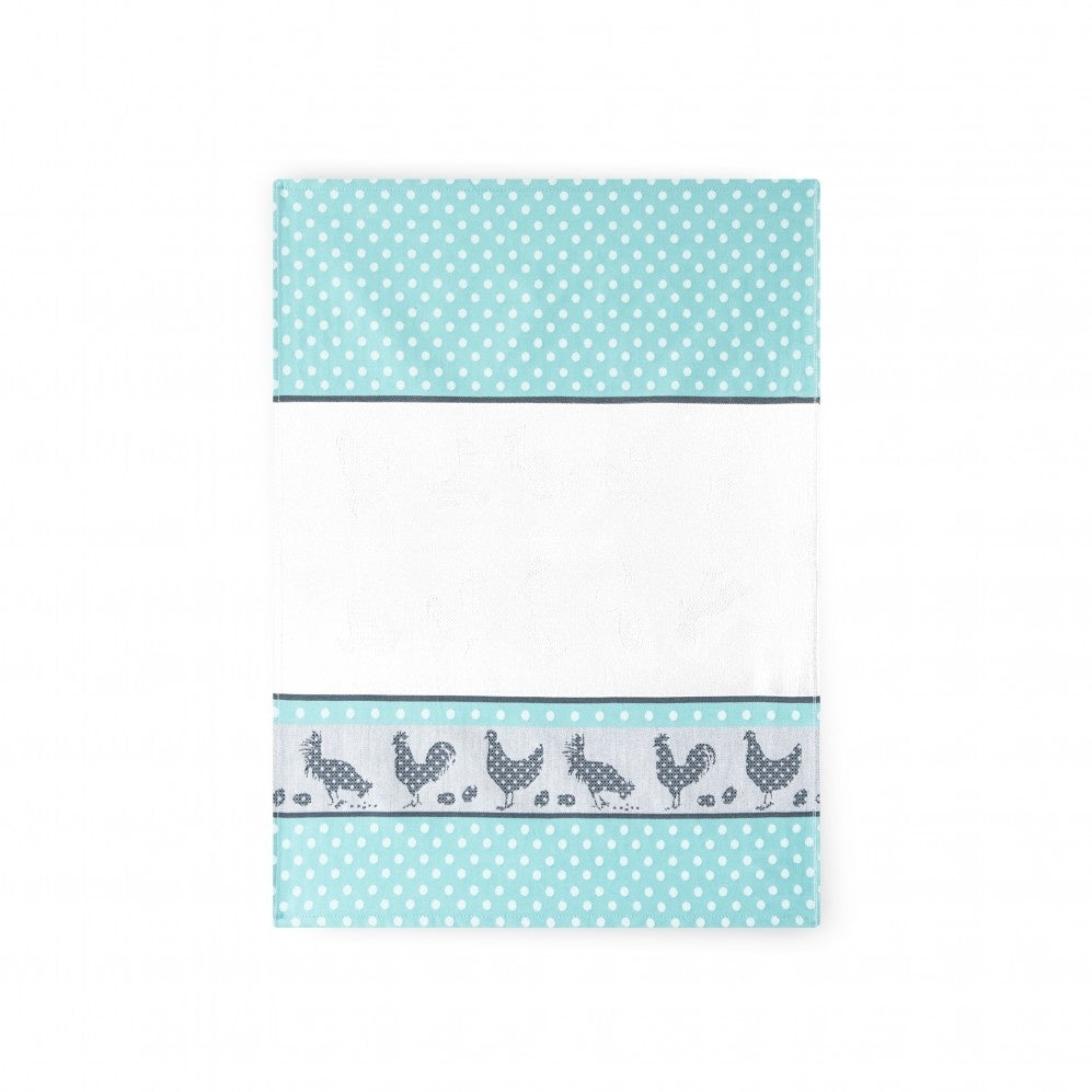 Theedoek Kippen turquoise